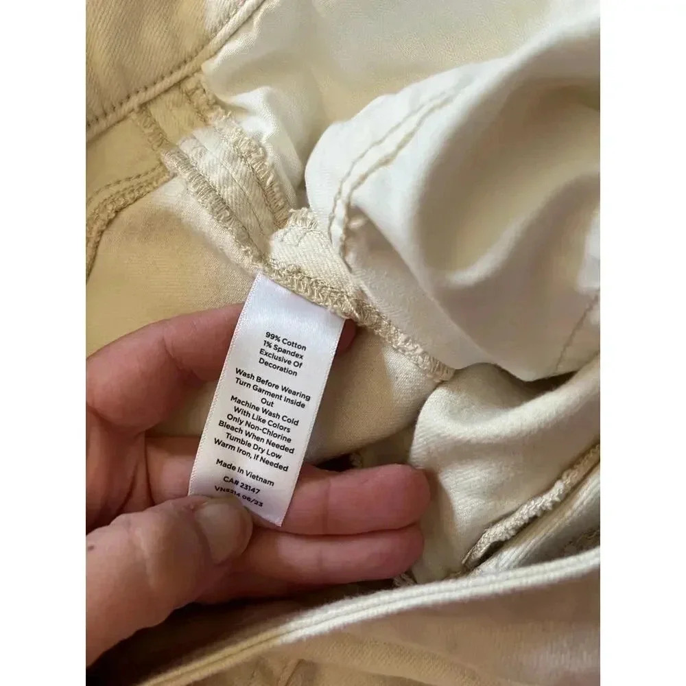 Talbots Women’s Straight Leg Jeans Sequin Stripe Ivory Size 16 W Stretch Pockets - Picture 7 of 7